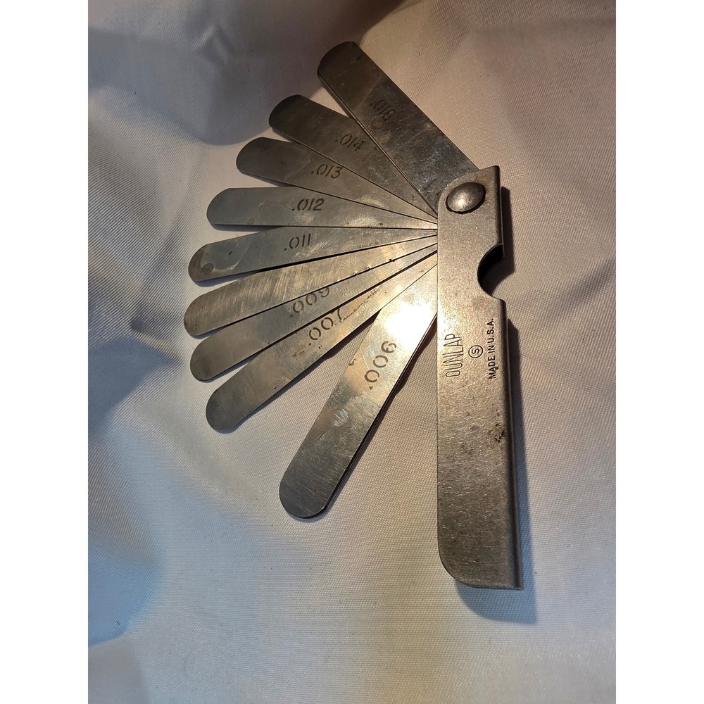 Vintage Dunlap Feeler Gauge Set 9 Blades .006-.016 Made in USA Automotive Tool